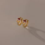 Multiple Baguette Birthstone Huggies Silver 18K Gold Plated