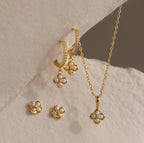 Diamond Pearl Flower Studs Silver 18K Gold Plated