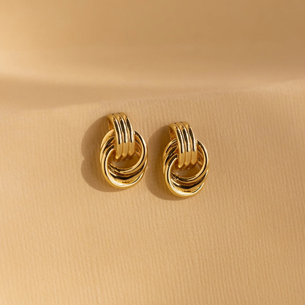 Mini Triple Knot Earrings Silver 18K Gold Plated
