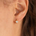 Diamond Heart Huggies Silver 18K Gold Plated