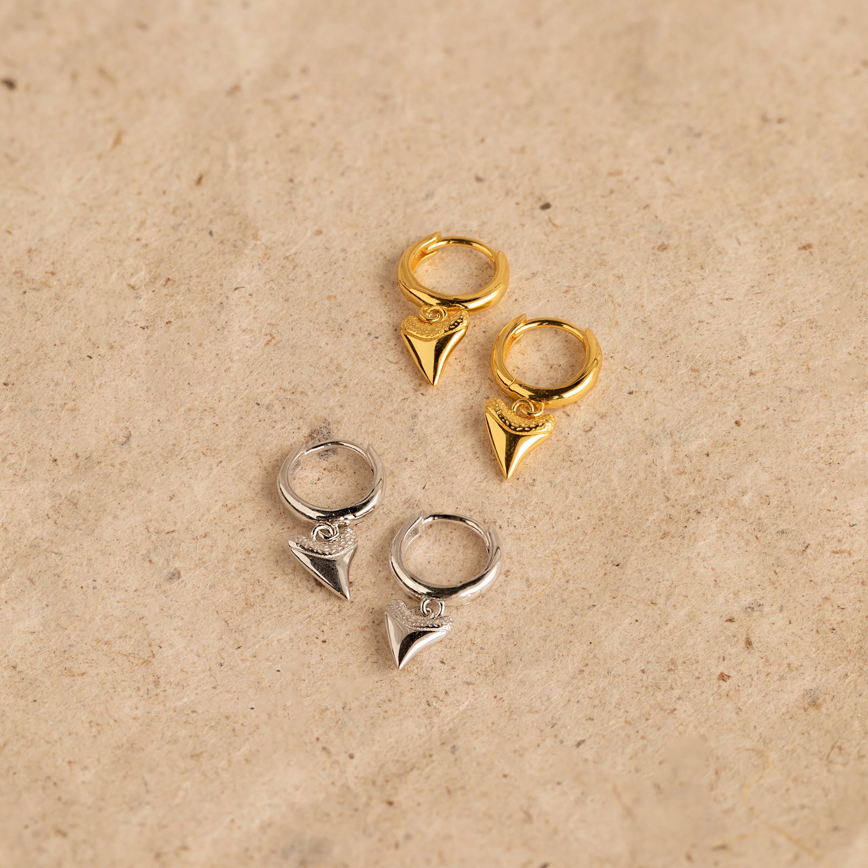 Shark Tooth Huggies Silver 18K Gold Plated