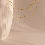 Sparkling Layered Lariat Necklace Silver 18K Gold Plated