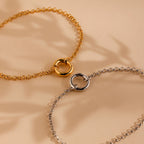 Rolo Circle Charm Bracelet Silver 18K Gold Plated