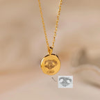 Paw Print Coin Necklace Silver 18K Gold Plated