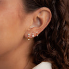 Triple Diamond Studs Set Silver 18K Gold Plated