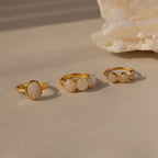 Moonstone Cluster Ring Silver 18K Gold Plated