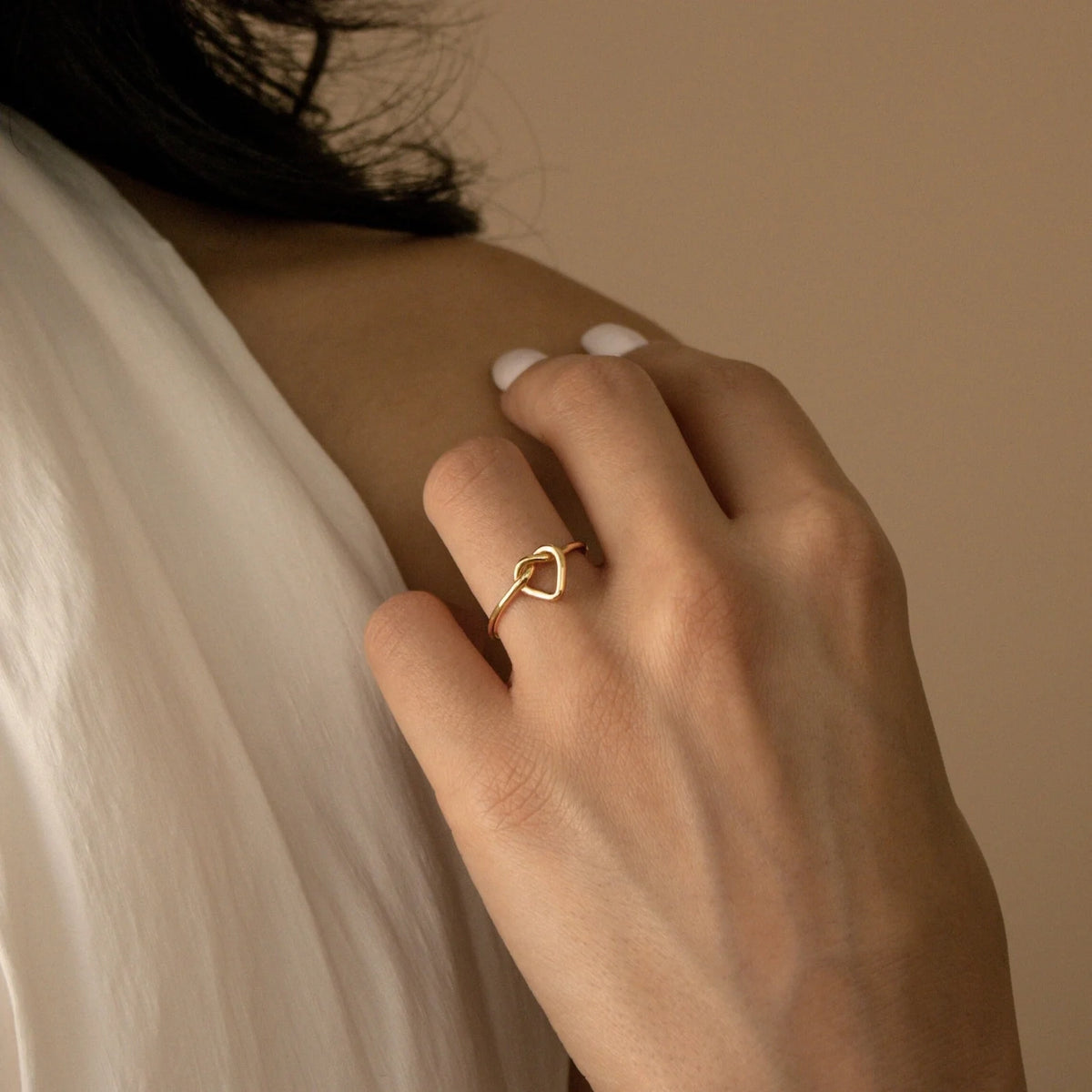 Love Heart Knot Ring Silver 18K Gold Plated