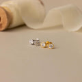 Diamond Bezel Flatback Studs Silver 18K Gold Plated