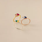 Toi et Moi Pear Birthstone Ring Silver 18K Gold Plated