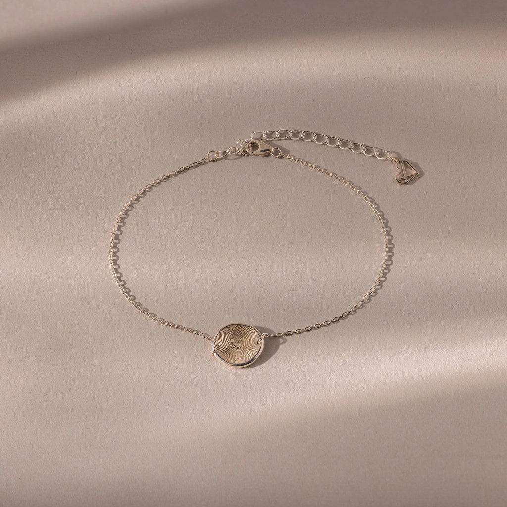Dainty Organic Fingerprint Bracelet  Silver 18K Gold Plated