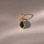 Teardrop Sapphire Charm  Silver 18K Gold Plated