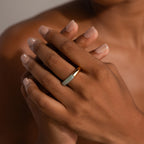 Half Jade Ring Silver 18K Gold Plated