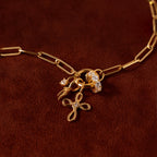 Diamond Infinity Cross Charm Silver 18K Gold Plated