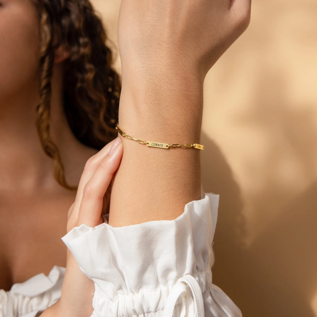Mini Name Bar Bracelet Silver 18K Gold Plated