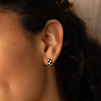 Checkered Huggies Silver 18K Gold Plated