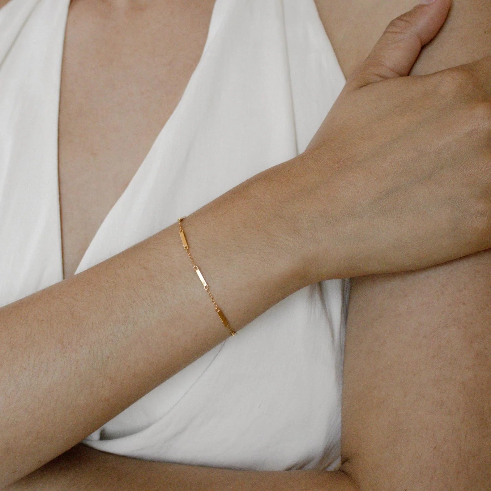 Abby Bar Link Bracelet Silver 18K Gold Plated