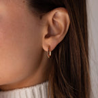 Baguette Birthstone Link Earrings Silver 18K Gold Plated