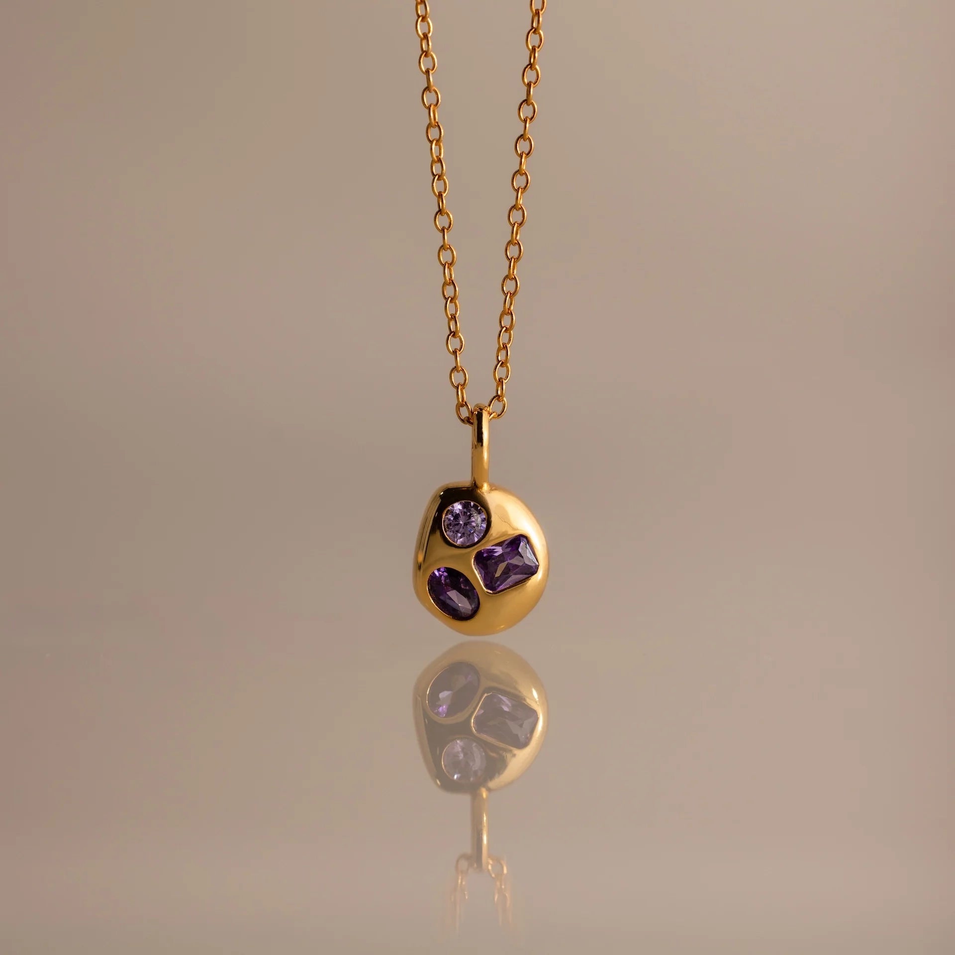 Mixed Birthstone Capsule Necklace Silver 18K Gold Plated