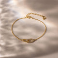 Pave Linked Pendant Bracelet Silver 18K Gold Plated