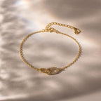 Pave Linked Pendant Bracelet Silver 18K Gold Plated