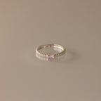 Alexandrite Dainty Ribbed Ring Silver 18K Gold Plated