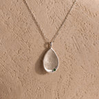 Fingerprint Teardrop Pendant Necklace Silver 18K Gold Plated