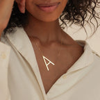 Large Sideways Initial Necklace Silver 18K Gold Plated