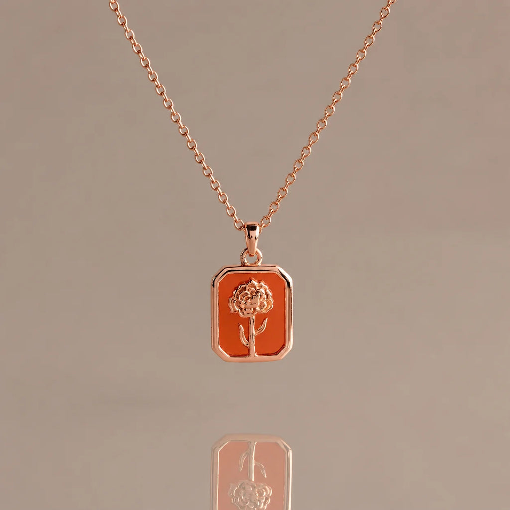 Garnet Floral Birthstone Necklace