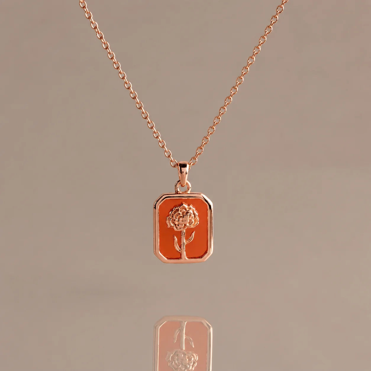 Garnet Floral Birthstone Necklace