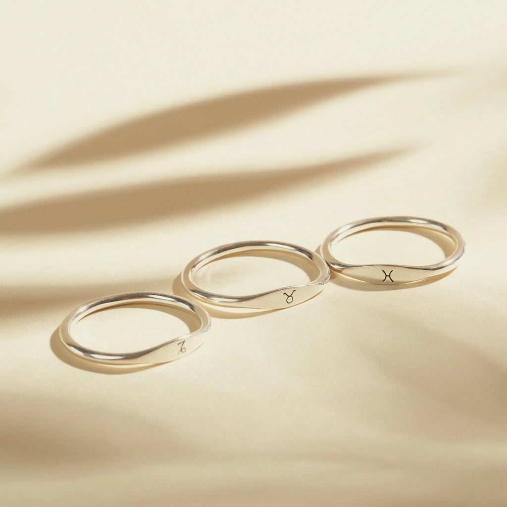 Skinny Zodiac Ring Silver 18K Gold Plated