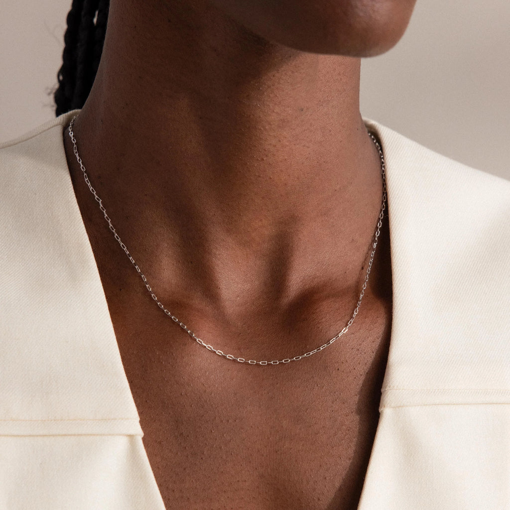 Dainty Paperclip Necklace Silver 18K Gold Plated