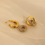Diamonds Duo Pave Link Hoops Silver 18K Gold Plated