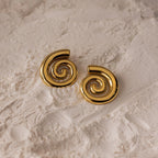 Bold Spiral Stud Earrings Silver 18K Gold Plated