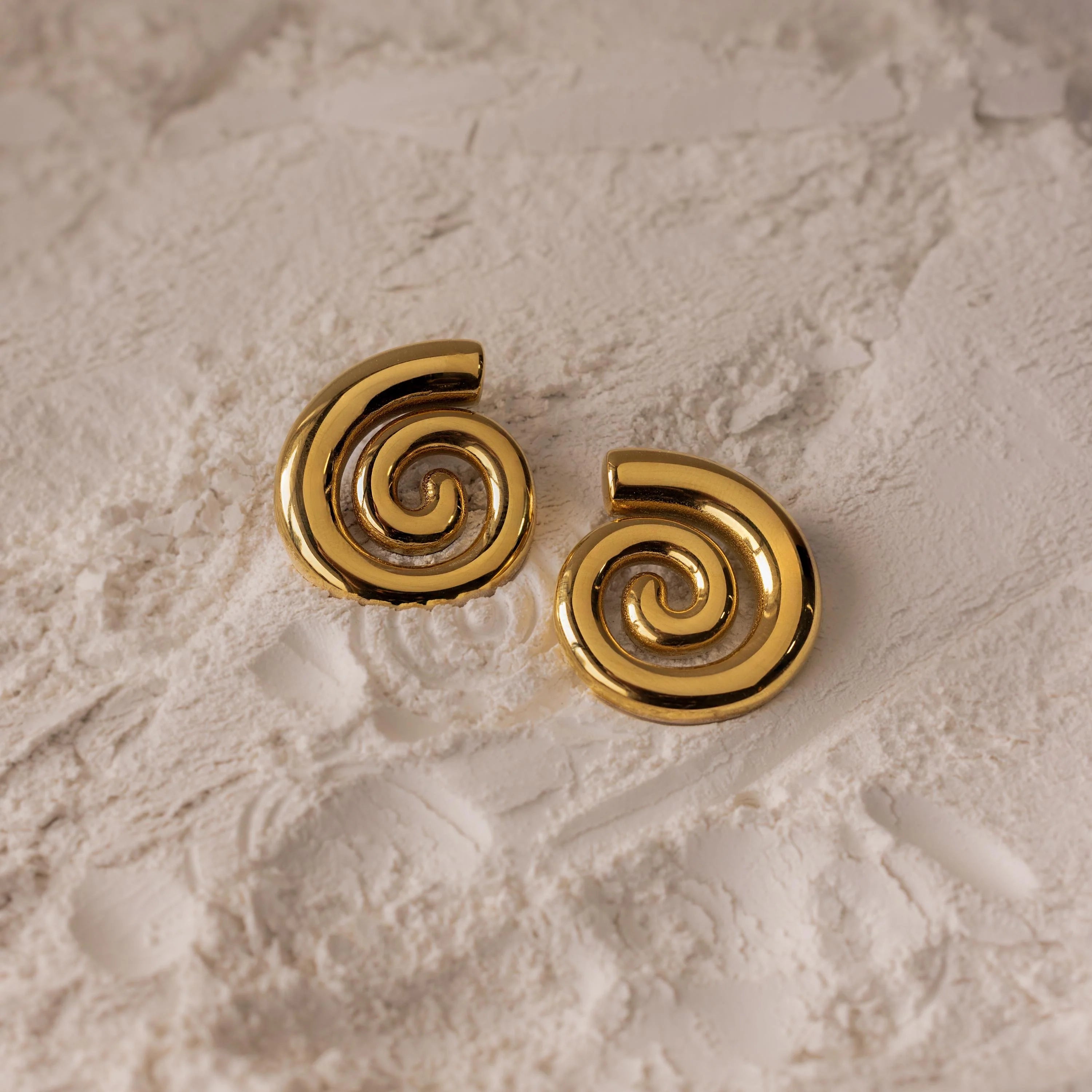 Bold Spiral Stud Earrings Silver 18K Gold Plated