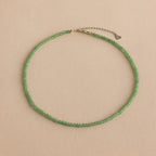 Aventurine Beads Choker Necklace Silver 18K Gold Plated