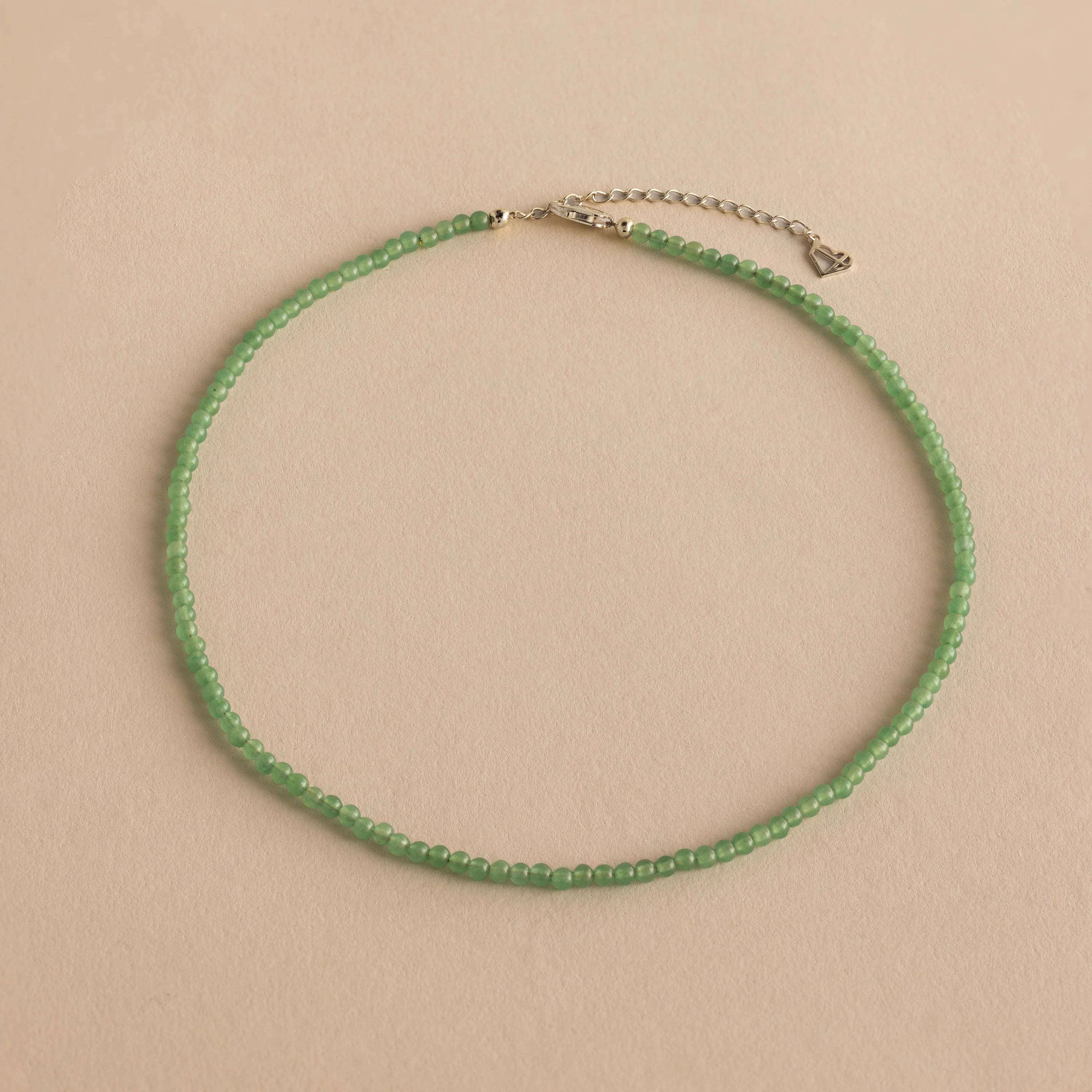 Aventurine Beads Choker Necklace Silver 18K Gold Plated