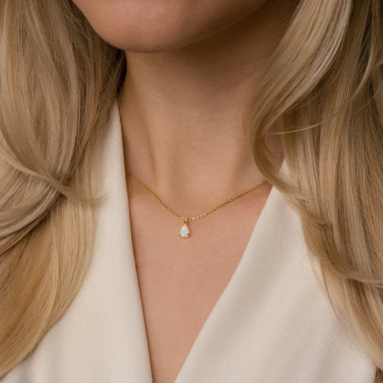 Tabitha Opal Drop Necklace Silver 18K Gold Plated