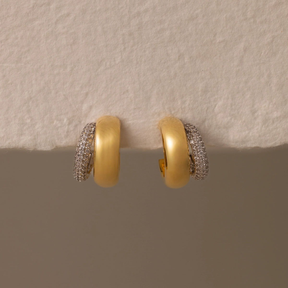 Duo Pave Dome Studs Silver 18K Gold Plated