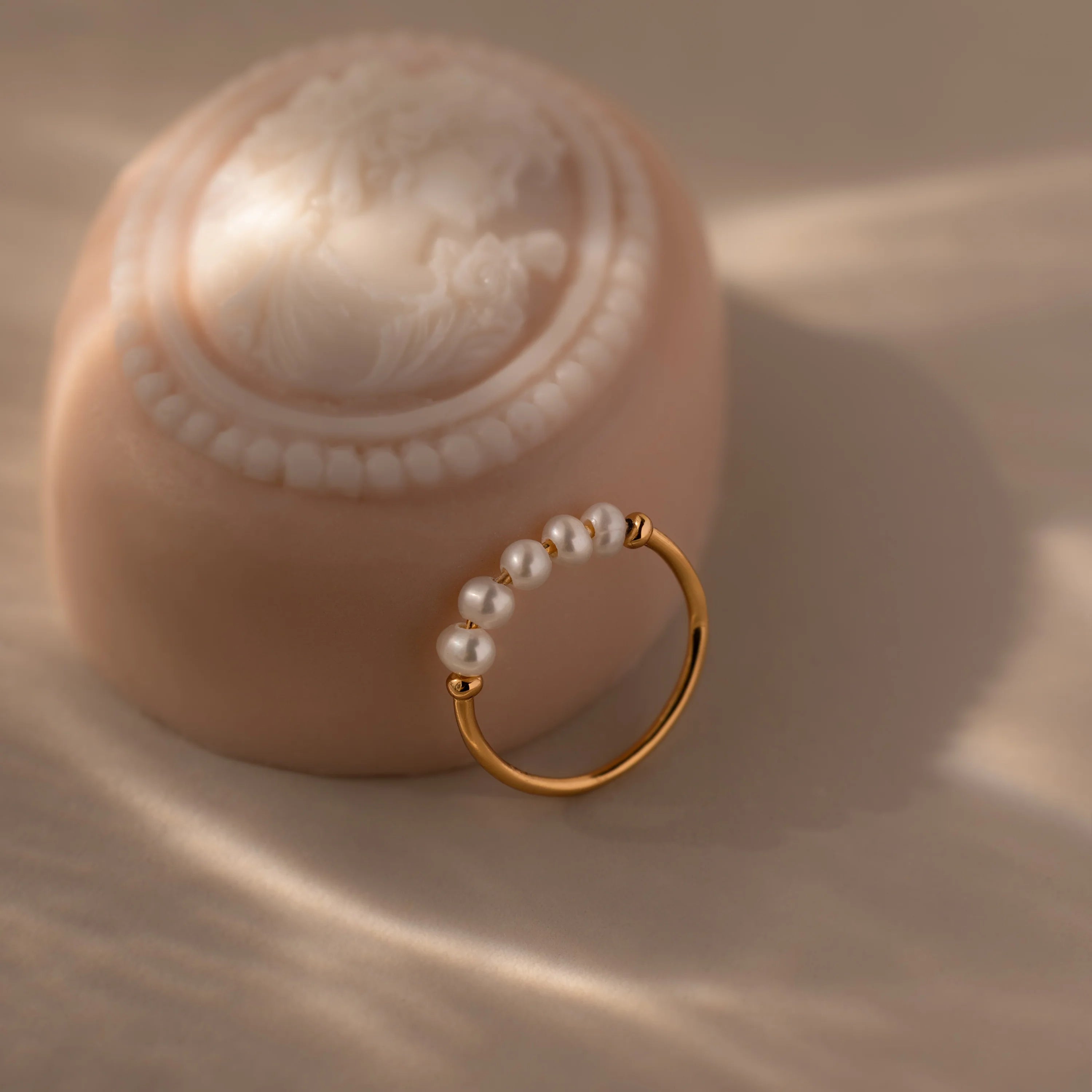 Beaded Pearl Ring Silver 18K Gold Plated