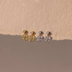 Diamond Bow Drop Studs Silver 18K Gold Plated