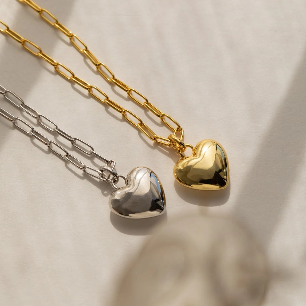 Taylor Heart Paperclip Necklace Silver 18K Gold Plated