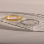 Ribbed Diamond Bangle Silver 18K Gold Plated