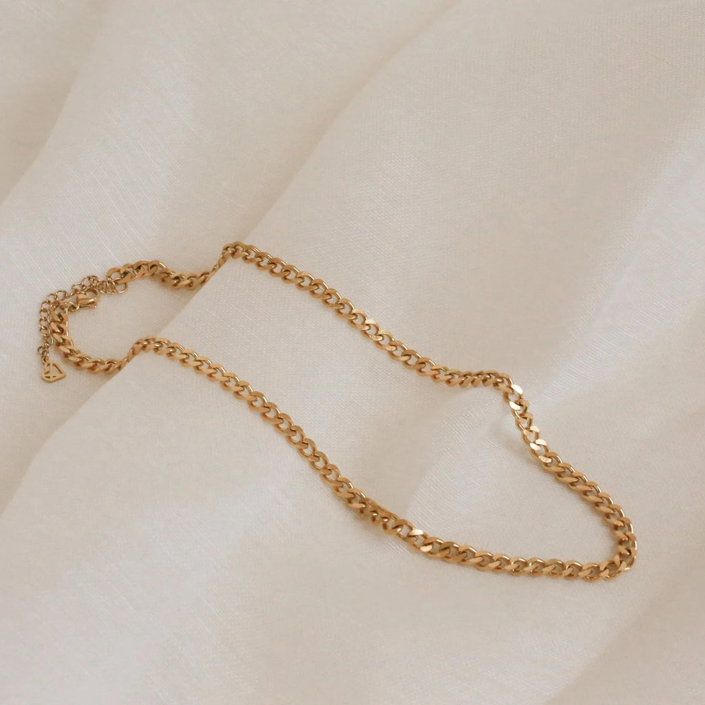 Blake Thick Curb Necklace Silver 18K Gold Plated