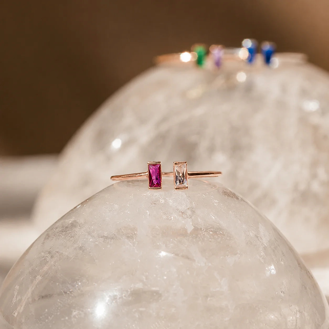 Custom Duo Vertical Baguette Birthstone Ring