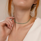 Emerald Tennis Choker Necklace Silver 18K Gold Plated