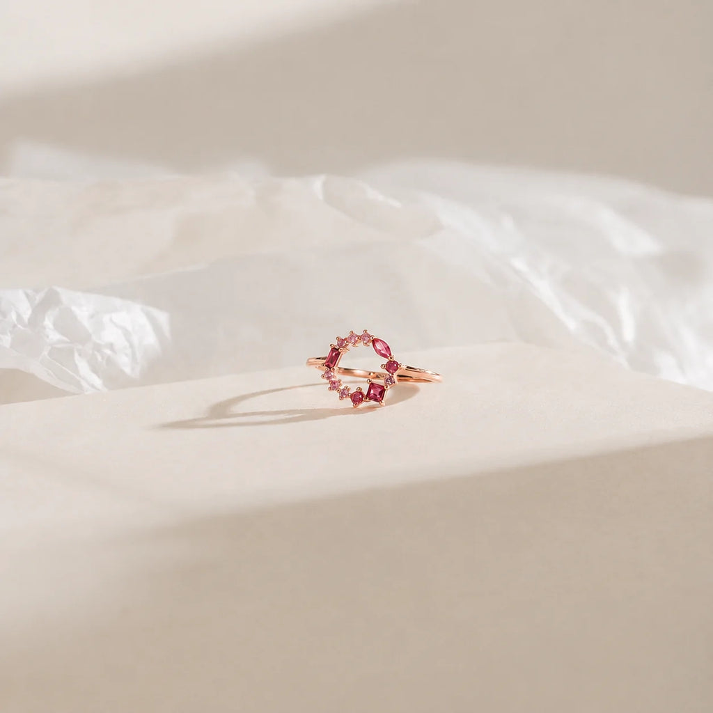 Empress Ruby Gemstone Cluster Circle Ring: Radiant Feminine Power