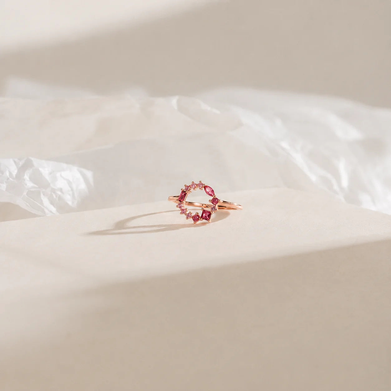 Empress Ruby Gemstone Cluster Circle Ring: Radiant Feminine Power