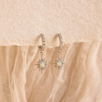 Opal Star Charm Necklace & Earrings Set Silver 18K Gold Plated