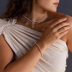 Diamond Tennis Necklace & Bracelet Set Silver 18K Gold Plated