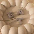 Diamond Pave Puff Letter Necklace Silver 18K Gold Plated